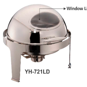 Alat Prasmanan 6 Liter dengan Penutup Kaca (Chafing Dish Round Roll Top with Window Lid) : YH-721LD