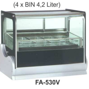 Mesin Pemajang Es Krim Scoop (Ice Cream Scooping Cabinet) 4 Bin Kapasitas 4.2 Liter : FA-530V
