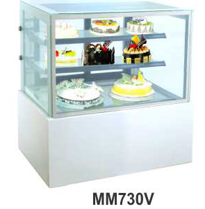 Mesin Pemajang Kue Kaca Datar Marmer Putih Kapasitas 270 Liter (Rectangular Cake Showcase)  : MM730V