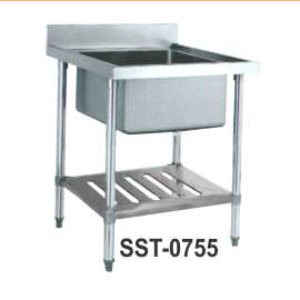 Meja Wastafel 1 Bak Tanpa Tatakan Ukuran Kecil (Stainless Steel Sink Table) : SST-0755