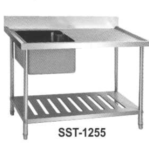 Meja Wastafel 1 Bak dengan Tatakan Ukuran Kecil (Stainless Steel Sink Table) : SST-1255